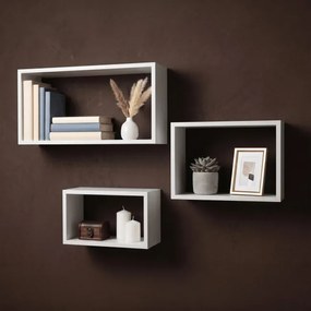 Set troch nástenných políc biele P-009 WT2 (3 ks)