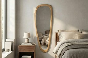 Veľké asymetrické zrkadlo LAGO – Prírodný Dub (61x165 cm)