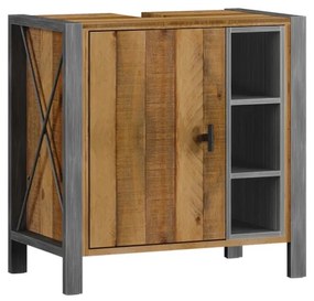 furniture-nabytek.cz - Masívna drezová skrinka Detroit z recyklovanej borovice, lakovaná, hnedá – 60×35×60 cm