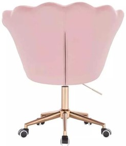 LuxuryForm DESIGN Kreslo FREY VELUR na zlatej podstave s kolieskami - ružová