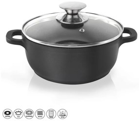 Hrniec s nepriľnavým povrchom Pfluon Granit so sklenenou pokrievkou Orion Grande, ⌀ 24 cm