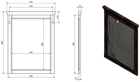 Sapho, CROSS zrkadlo 600x800x35mm, mahagon, CR011