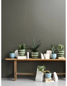 Tmavozeleno-biely keramický kvetináč Kähler Design Nuovo, ø 15 cm