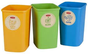Plastové odpadkové koše v súprave 3 ks na triedený odpad 9 l Eco – Curver