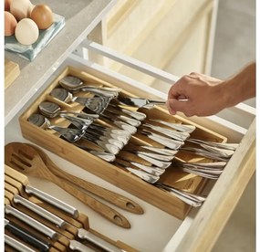 Organizér na príbory, príborník JOSEPH, 50 % úspora miesta, bambus 38 x 17,5 x 6 cm