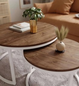 OKRÚHLY KONFERENČNÝ STOLÍK LEONARDO 2 v 1 DUB STIRLING + BIELY PODSTAVEC