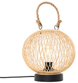 Rustikálna stolná lampa na vonkajšie použitie z ratanu - Calamus