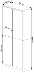 Skriňa Rexa III 80 cm wenge/biela