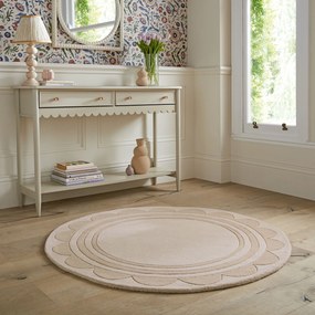 Flair Rugs, Ručne všívaný kusový koberec Lois Scallop Natural kruh, 120x120 (priemer) kruh, béžová, chodba / predsieň