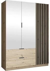 Šatníková skriňa so zrkadlom VISTA 150x215 cm dub artisan/grafit