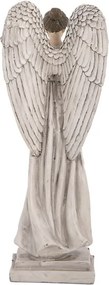 Decorative Figurine Angel 23 Cm White Grey Plastic - 23.0 cm