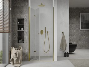 Mexen LIMA sprchové skladacie dvere ku sprchovému kútu 80 cm, zlatá-priehľadná, 856-080-000-50-00