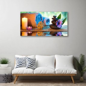 Obraz Canvas Sviečky kamene kvet 140x70 cm