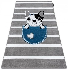 Detský kusový koberec Buldog vo vrecku sivý 140x190cm