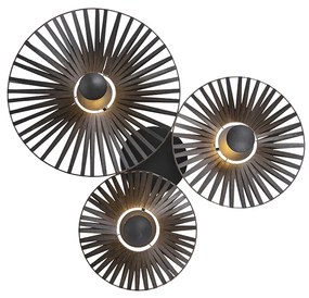 Rustikálne stropné svietidlo čierne 3-svetlo - Leia