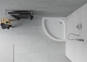 Mexen RIO - Štvrťkruhová sprchová vanička 90x90x14 cm + chrómový sifón, biela, 47109090