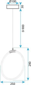 Toolight Toolight, LED závesné osvetlenie 25cm, 22W, 4000K, 2000lm, G020-CP, zlatá-biela, OSW-06371
