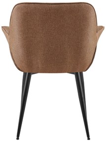 Stolička s podrúčkami Roseville - látka, nohy čierny kov - Sivo-hnedá (Taupe)