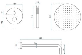 Rea Foss, podomietková sprchová súprava + inštalačný systém BOX, zlatá matná, REA-P5647