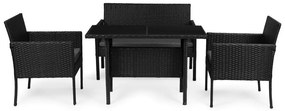 ZÁHRADNÝ SET MURIEL ČIERNY POHOVKA + 2 x KRESLO + STÔL