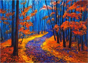 Sklenený obraz jesenného lesa (70x50 cm)