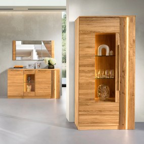 Vitrína London 12 98 cm z masivu s LED osvětlením dub přírodní