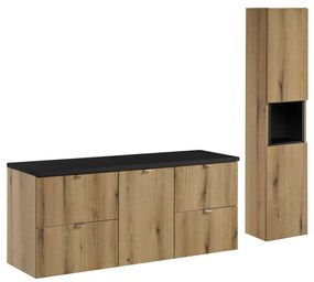 Koupelnová sestava Nova Oak I se skříňkami 140 cm dub evoke/černá