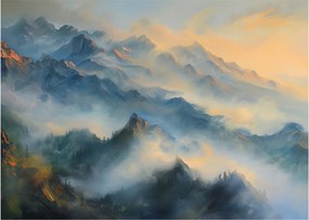 Sklenený obraz - Maľovaná horská krajina (70x50 cm)