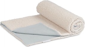 Obojstranný prehoz z mušelínu a umelej kožušiny svetlo zelená 80x100 cm