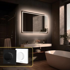 LED zrkadlo Moderna 110x70cm teplá biela - diaľkový ovládač Farba diaľkového ovládača: Čierna