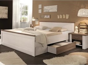 Posteľ s nočnými stolíkmi Luca 180x200 cm, bielená pínia%