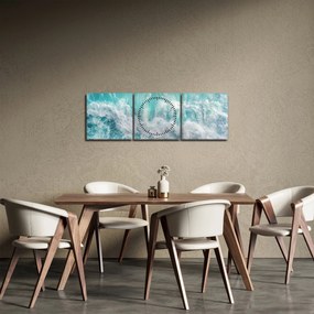 Obraz - Pohľad na vlny oceánu (s hodinami) (90x30 cm)
