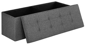 SONGMICS Taburet, lavica s úložným priestorom skladacia, šedá 110x38x38cm