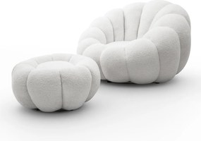 OTOČNÉ KRESLO FILIPPO S PODNOŽKOU BIELE