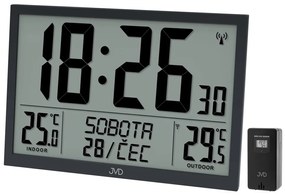 Digitálne rádiom riadené XL hodiny JVD RB9412.1 – presné moderné čierne hodiny