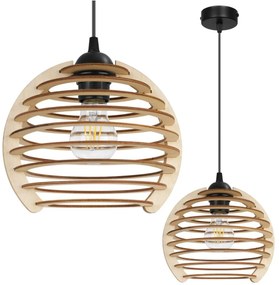 Závesné svietidlo Timber, 1x drevené tienidlo, n