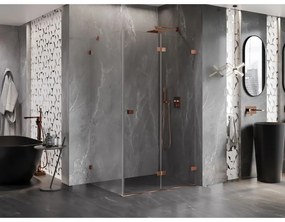 Mexen Lunar-F, 1-krídlový sprchový kút so skladacími dverami, pravý, 85 x 80 cm, 8mm číre sklo, ružové zlato profil, 836-085-080-60-00-P