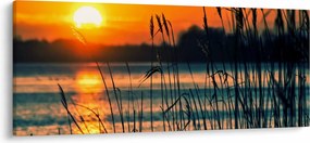 Obraz - Západ slnka nad jazerom (120x50 cm)