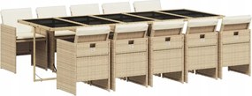 vidaXL 11-dielna sada záhradného nábytku s vankúšmi, béžová, polyratan