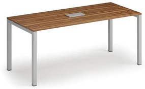 Rokovací stôl PRIMO SQUARE, 180x80 cm, orech + stolná zásuvka TYP I, strieborná