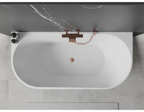 Mexen Oval, voľne stojaca nástenná vaňa 180 x 80 cm, biela, medený prepad, 52671808000-65
