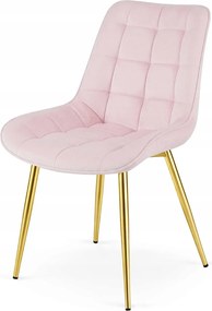 Ružová zamatová stolička BERA so zlatými nohami