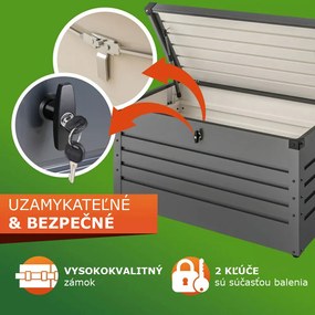 Kovový úložný box METALBOX, 385L, 120x62x63cm, antracitová Gardebruk