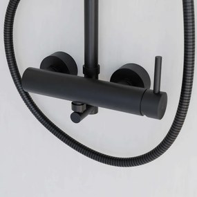 STEINBERG 100 nástenný sprchový systém s pákovou batériou, horná sprcha priemer 187,5 mm, tyčová ručná sprcha 1jet, matná čierna, 1002760S