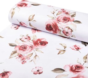 Biante Teflónový behúň na stôl TF-023 Červené ruže na bielom 35x160 cm
