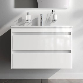 Skrinka s umývadlom 80 AM.PM Spike MPA-FHX0802WG-WCC0802WG závesná, 2 zásuvky, lesklá biela