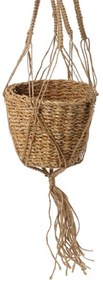 ZÁVESNÝ KVETINÁČ Z MORSKEJ TRÁVY MAKRAMA 17X15 CM HNEDÁ