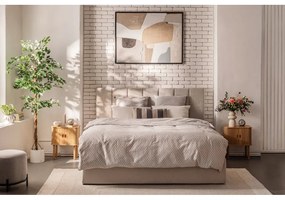 Béžová čalúnená dvojlôžková posteľ s úložným priestorom s roštom 180x200 cm Thessa Bold Line – Bonami Selection