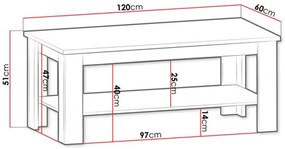 Konferenčný stolík Patrick ST2 (borovica andersen + dub lefkas). Vlastná spoľahlivá doprava až k Vám domov. 1122800