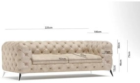 Béžová zamatová pohovka 225 cm Chelsea – Ropez